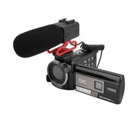 Jectse Videocamera, Videocamera Digitale WiFi UHD 5K con Touch Screen IPS da 3'' con Rotazione di 90° e Zoom 18X, Videocamera per Vlog con Microfono, Batteria per Telecomando e Staffa
