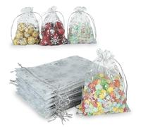 Jedebartey Sacchetti in organza bianchi, 20 pezzi, 13 x 18 cm, con motivo a cordoncino, in organza, per baby shower, matrimoni, feste di compleanno