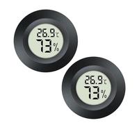 JEDEW 2 mini igrometro termometro digitale LCD monitor per interni ed esterni, misuratore di umidità per umidificatori, stanza del bambino, Fahrenheit (°F) o Celsius (°C) Black-2 Pack