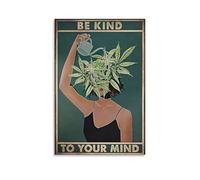 JEDSLLA Poster vintage Be Kind To Your Mind con citazione sulla salute mentale, stampa su tela, decorazione da parete moderna per camera da letto e soggiorno, 20 x 30 cm, senza cornice
