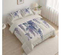 JEDTAKCT Copriletto Trapuntato Per Bambini Con Glicine Ad Acquerello Giapponese | Trapunta Matrimoniale Invernale, Beige, Piumone Caldo Morbido Piante Naturali Per Decorazione Camera Da Letto