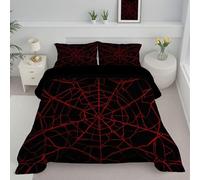 JEDTAKCT Copriletto Una Piazza E Mezzo Geometria Astratta Trapunte Microfibra Lavabile Ragnatela Punk Piumoni Trapunta Durevole Piumino Quattro Stagioni Copriletti Rosso Nero 200X200