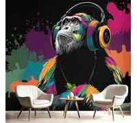 JEDTAKCT Fotomurale 3D Carta Da Parati Fotografica Hip Hop Chimp Graffiti Street Style 150X105Cm Carta Da Parati Camera Letto Moderna Fotomurali Murales Poster Gigante Inchiostro Nero Decorazione