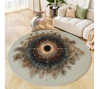JEDTAKCT Grandi Tappeti Rotondo Tappeto Soggiorno In Geometria In Inchiostro 160 Cm, Tappeto Camera Da Letto In Estetica Invecchiata Antiscivolo Sottile Lavabile Morbido Tappeti Da Bagno Grigio Scuro