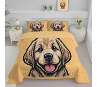 JEDTAKCT Piumino Letto Matrimoniale Labrador Carino 200X200 Per 4 Stagioni, Piumone In Microfibra 200 G/M² Animale Semplice Invernale, Trapunta In Microfibra Morbida Traspirante, Arancione Chiaro