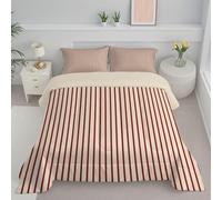 JEDTAKCT Piumone Matrimoniale 240X220 - Piumone 4 Stagioni - Piumino Lavabile Senza Copertina -Microfibra - Righe Pastorali - Piumino Senza Maniche Con Stampa Geometrico Retrò - Marrone Rossastro