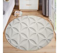 JEDTAKCT Rilievo Geometrico 3D Tappeto Rotondo Salotto, Estetica Minimalista Morbido Pelo Corto Tappetini Antiscivolo Tappeti Per Bambini Cameretta Cucina Casa Zona Tappet Tavolino, 160 Cm, Beige