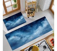 JEDTAKCT Set Di 2 Tappeti Da Cucina Antifatica Misterioso Cielo Stellato, Tappetini Da Cucina Per La Della Casa, Blu Navy, Antiscivolo Tappetini Da L'Ufficio (Paesaggio Fantasy, 44X75+44X120Cm)