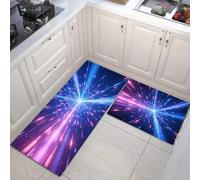 JEDTAKCT Set Di 2 Tappeti Da Cucina Antifatica Raggi Cosmici, Tappetini Da Cucina Per La Della Casa, Blu Reale, Antiscivolo Tappetini Da L'Ufficio (Via Lattea Fantasy, 44X75+44X120Cm)