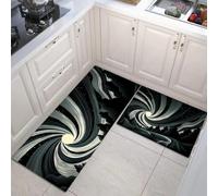 JEDTAKCT Set Di Tappetini Da Cucina Antiscivolo Bianco E Nero In 2 Pezzi, Tappeti Cielo Stellato Vorticoso Paesaggio Fantasy Lavabili Per Corridoio, Sala Da Pranzo E Ingresso, 44X75+44X120Cm