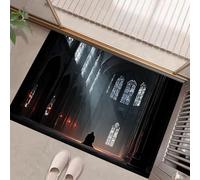 JEDTAKCT Tappeti Architettura Fantasy Per Il Soggiorno 60X90Cm Tappeto Estetica Medievale Antiscivolo Tappeto Zerbino Per Porta Lavabile In Lavatrice Tappeti Morbidi A Pelo Corto Nero