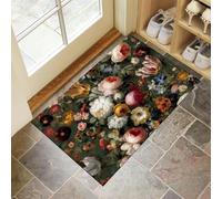 JEDTAKCT Tappeti Rosa Tulipano Per Il Soggiorno 60X90Cm Tappeto Barocco Lussuoso Antiscivolo Tappeto Zerbino Per Porta Lavabile In Lavatrice Tappeti Morbidi A Pelo Corto Verde Oliva