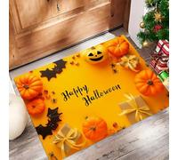 JEDTAKCT Tappeti Zucca Pipistrello 3D Per Il Soggiorno 60X90Cm Tappeto Buon Halloween Antiscivolo Tappeto Zerbino Per Porta Lavabile In Lavatrice Tappeti Morbidi A Pelo Corto Giallo Senape