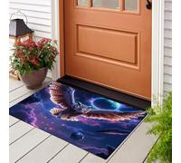 JEDTAKCT Tappeto Interno Antiscivolo Assorbente Gufo Universo, Zerbino Ingresso Lavabile Morbide In Microfibra Animale Fantastico Per Cucina Bagno Animali Domestici, 50X80Cm, Viola