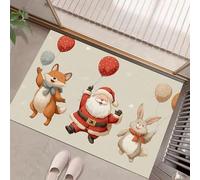 JEDTAKCT Tappeto Natalizio, Zerbino Babbo Natale Palloncini Ingresso 90X150Cm, Tappetino Antiscivolo Con Motivo Animali Carini Ideale Per Interni, Tappetini Da Benvenuto, Zerbino Color Crema