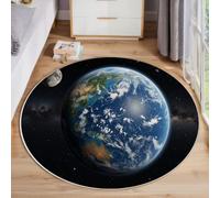 JEDTAKCT Tappeto Rotondo 60 Cm Lavabile Paesaggio Cosmico Della Terra Nero