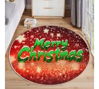 JEDTAKCT Tappeto Rotondo Buon Natale 3D Morbido, Facile Da Pulire Non Scolorisce Antiscivolo, Motivo Fiocchi Di Neve Sognanti, Rosso Verde, 160 Cm, Tappeto Grande Pelo Corto Per Soggiorno