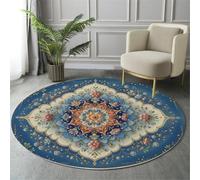 JEDTAKCT Tappeto Rotondo Distintivo Floreale, 80 Cm, Blu Navy Per Soggiorno, Tappeti Con Retro Antiscivolo Lavabile, Morbido Tappeto Stampato Piante Meravigliose Per Interno Camera Dei Bambini