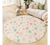 JEDTAKCT Tappeto Rotondo Per Soggiorno Fiocchi Di Neve Carini Poster Di Natale Stampato Tappeto Morbido Antiscivolo Per Sala Da Pranzo Camera Da Letto Divano Cucina Sala Giochi 200 Cm, Rosa Chiaro