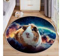 JEDTAKCT Tappeto Salotto Porcellino D'India Carino Rotondo Pelo Corto Morbido Design Universo Terra Tappeti Lavabile Antiscivolo Blu Navy Per Soggiorno Camera Da Letto Per La Decorazione 120 Cm