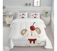 JEDTAKCT Trapunta King Size Per Bambini, Con Stampa Topo Dei Cartoni Animati, Trapunta 4 Stagioni, Animale Carino, Piumone Crema, Letto 260X230 Federa, Reversibile Piumino Senza Copertina