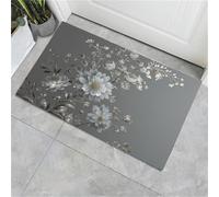JEDTAKCT Zerbino Con Scultura Di Fiore Di Cristallo, Zerbino Di Benvenuto Pianta Realistica Per Esterni Ingresso Interno, Antiscivolo Tappeto Da Decorazioni Grigio Per Casa Porta D'Ingresso, 45X75Cm