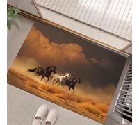 JEDTAKCT Zerbino Giallo Senape Per Interni 50X80Cm Cavalli Selvaggi Paesaggio Desertico Tappeti Antiscivolo Lavabile, Zerbino Ingresso Tappeto Piccolo Pelo Corto Per Camera Letto, Cucina Interno