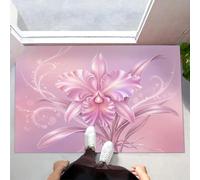 JEDTAKCT Zerbino Interni Orchidea Phalaenopsis 3D Splendente 50X80Cm, Antiscivolo Lavabile, Tappeto Da Ingresso Fiori Romantici A Tinta Unita, Tappetino Pelo Basso Antipelo Per Porta D’Ingresso, Rosa