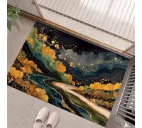 JEDTAKCT Zerbino Per Ingresso Lavabile Pelo Corto, Fiume In Lamina D'Oro Tappetino Antiscivolo, Zerbini Di Benvenuto Marmo Astratto, Piccolo Tappeto Bagno Morbido Assorbente Oro Nero 60X90Cm