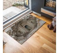 JEDTAKCT Zerbino Per Ingresso Lavabile, Texture Illusione Ottica 3D Tappetino Antiscivolo, Zerbini Di Benvenuto Architettura Rurale Retrò, Piccolo Tappeto Bagno Morbido Assorbente Beige 45X75Cm