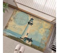 JEDTAKCT Zerbino Per Porta D'Ingresso Isola Faro Nautico Retrò, 50X80Cm A Basso Profilo, Tappeto Morbido Antiscivolo, Per Animali Domestici Cucina Interni Decorazione, Beige