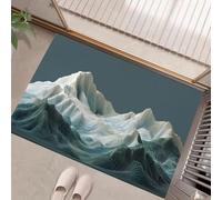 JEDTAKCT Zerbino Per Porta D'Ingresso Montagne Innevate 3D Arte Scandinava, 50X80Cm A Basso Profilo, Tappeto Morbido Antiscivolo, Per Animali Domestici Cucina Interni Decorazione, Grigio Scuro