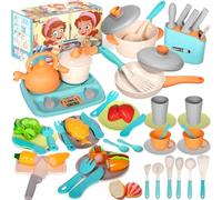JEDWKFA 48 Pezzi Set Giocattoli da Cucina per Bambini, Cucina Giocattolo per Bambini, Accessori Cucina Bambini, Set Cucina Bambini, Utensili da Cucina per Esterni, per Bambini di 3 4 5 Anni