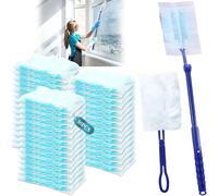 JEDWKFA 50 Pezzi Ricariche per Spolverino, Panni Catturapolvere Ricambi Kit, Piumini Catturapolvere, con 1 Manico + 1 Manici Telescopici, Duster Kit, per Scuola, Ufficio, Casa