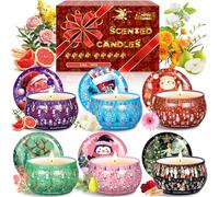 JEDWKFA 6 Pezzi Candele Natalizie, Candele Profumate Natalizie, Candele Profumate Set Regalo, 100% Cera di Soia Naturale, Idee Regalo Natale Donna, per Festa Della Mamma, Doccia, Yoga, Natale