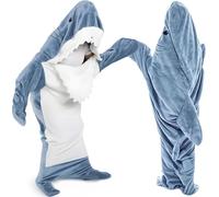 JEDWKFA Coperta Squalo, Shark Blanket, Costume Squalo Adulto con Cappuccio, Morbido e Confortevole, Shark Costume per Donna Uomo, Tuta Squalo per Pigiama Party, Gioco di Ruolo, XXL