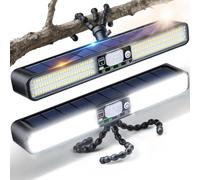 Jeebel 2 Pezzi Lampada Solare da Esterno, 28cm Luce Solare Sensore con Treppiede Flessibile, 160 LED, 5 Modalità, IP65, Luce Avviso Rosso-Blu, Faretto LED da Esterno per Campeggio Giardino Recinzione