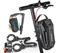 Jeebel Borsa per Monopattino Elettrico 3/4/5L & Antifurto Catena ø7MM 90CM - Sacca da Manubrio con Supporto Fissaggio Rapido, Lucchetto con Chiavi per Bicicletta, Scooter, MTB (4,5 L + Lucchetto)
