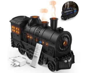 Jeebel Diffusore di Oli Essenziali 300 ml Fiamma Diffusore a Forma di Treno, Effetto Fiamma, Telecomando, Spina UE - Mini Umidificatore a Nebbia Fredda per Camera Letto e Ufficio Aromaterapia