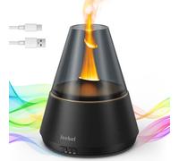 Jeebel Diffusore di Oli Essenziali - Diffusore Moderno con Effetto Fiamma a Luce di Candela LED Colorata - 300ml Mini Umidificatore a Nebbia Fredda per Camera Letto e Ufficio Aromaterapia
