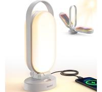 Jeebel Lampada Campeggio Solare, Lanterna LED Ricaricabile Pieghevole con Power Bank 5000mAh, Regolabile Tocco, 4 Modalità, IP55, Luce Tenda per Esterni/Escursioni/Urgente/Interruzioni Corrente,Bianco
