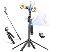 Jeebel Treppiede con Tracciamento Automatico, 180cm Bastone Magnetico per Selfie con Luce LED/Controllo Gesti/No App, Treppiede Stabilizzatore Cardanico per iPhone Smartphone DSLR Video Live Vlog