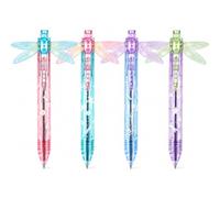 Jeeeun 2/4Pcs Gleaming Wings Dragonfly Pen with Moving Wings (4pcs) | Smooth 0.5 mm ballpoint writing, retractable tip, translucent barrel, for journaling and notes