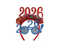Jeeeun 2026 Happy New Years Eve Party Headband and Fancy New Year Glasses for NYE, Christmas & Celebrations Costume Parties & Festive Events (D)