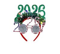 Jeeeun 2026 Happy New Years Eve Party Headband and Fancy New Year Glasses for NYE, Christmas & Celebrations Costume Parties & Festive Events (K)