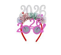 Jeeeun 2026 Happy New Years Eve Party Headband and Fancy New Year Glasses for NYE, Christmas & Celebrations Costume Parties & Festive Events (M)
