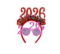 Jeeeun 2026 Happy New Years Eve Party Headband and Fancy New Year Glasses for NYE, Christmas & Celebrations Costume Parties & Festive Events (E)