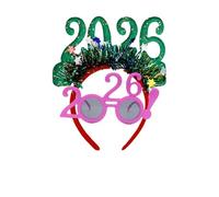 Jeeeun 2026 Happy New Years Eve Party Headband and Fancy New Year Glasses for NYE, Christmas & Celebrations Costume Parties & Festive Events (I)