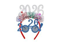 Jeeeun 2026 Happy New Years Eve Party Headband and Fancy New Year Glasses for NYE, Christmas & Celebrations Costume Parties & Festive Events (L)