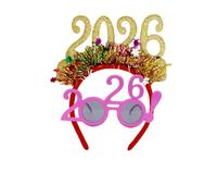 Jeeeun 2026 Happy New Years Eve Party Headband and Fancy New Year Glasses for NYE, Christmas & Celebrations Costume Parties & Festive Events (F)